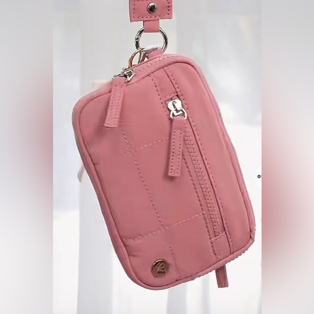 Westbronco Nylon Quilted Wristlet; Rose Pink; NWT; Multi Zipper Compartments - Picture 5 of 14